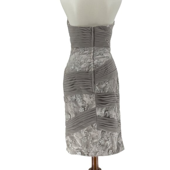 Strapless Embellished Silver Cocktail Dress By JJs House - Picture 3 of 12